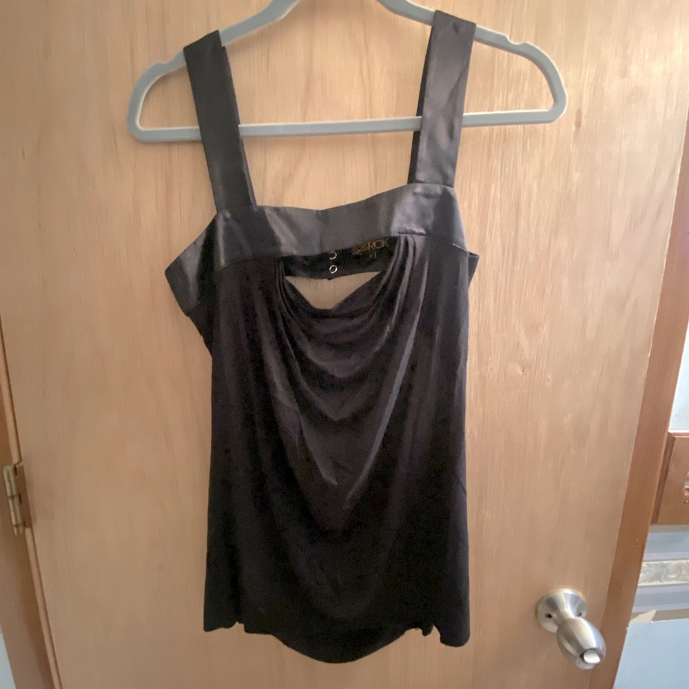 LaROK black silk and modal top